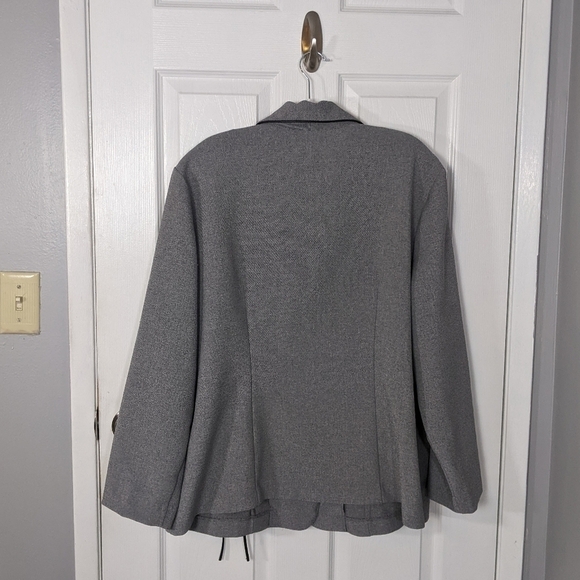 Vintage 80s Intriguing Threads Grey Knit Bow Detail Button Up Coat Size 1X - Picture 3 of 5